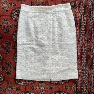 Banana Republic 2‎ IMMACULATE 100% Cotton White Eyelet Pencil Skirt